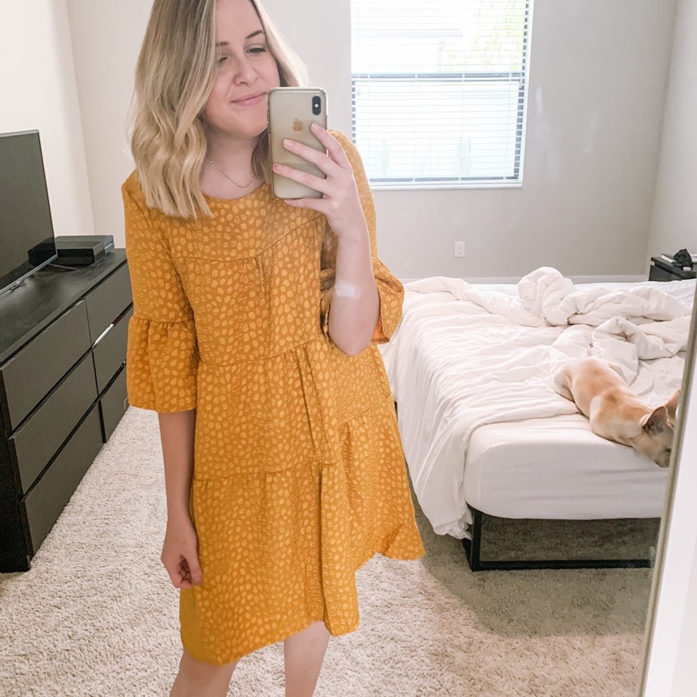 Marshalls Mustard Flouncy Dress (L)